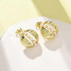 Boucles d'oreilles à tige rondes en laiton&nbsp;EJEW-D351-01G