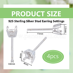 2 пара сережек-гвоздиков из стерлингового серебра с двумя оправами&nbsp;STER-BC0002-89A