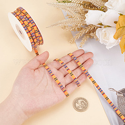エスニックスタイルのポリエステルコード  自由奔放に生きる編み紐  フラット  ダークオレンジ  5x1mm  約10ヤード/ロール&nbsp;OCOR-WH0077-43C