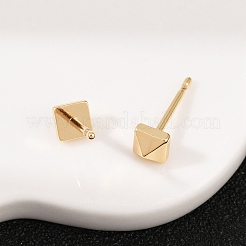 女性のための真鍮のスタッドピアス  コーン  18KGP本金メッキ  4x4mm&nbsp;EJEW-G441-02G