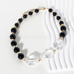 Ожерелья из прозрачных стеклянных и пластиковых искусственных круглых жемчужин с градуированными бусинами&nbsp;FS-WGFC76A-01