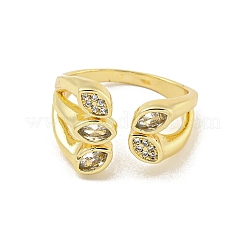 Anillos de puño abiertos con ojo de caballo de circonita cúbica micro pavé de latón chapado en estante para mujer&nbsp;RJEW-Z039-04G