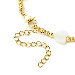 Braccialetto da donna con cuore in conchiglia naturale e perline in ottone&nbsp;BJEW-TA00358