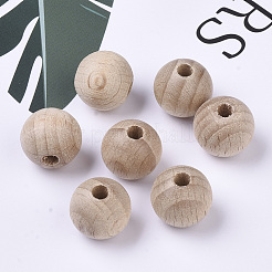 Perles en bois de hêtre naturel&nbsp;WOOD-T020-01E