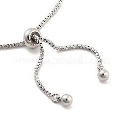 Браслеты-слайдеры с квадратной коробкой и цепочкой из латуни с прозрачным кубическим цирконием BJEW-B094-10B-P