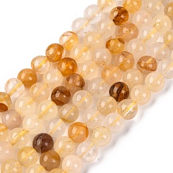 Натуральный желтый гематоидный кварц круглые бусины нити G-F266-09-6mm