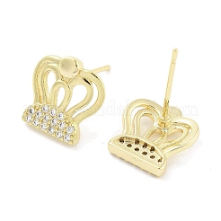 Orecchino a bottone in ottone con micro pavé di zirconi trasparenti&nbsp;EJEW-S217-G16