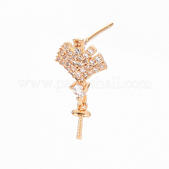 Серьги из латуни с микропейвом и прозрачным фианитом KK-T062-209G-NF