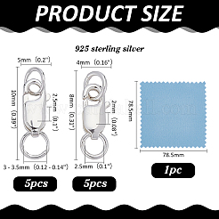10 шт. 2 стиля 925 застежки-карабины из стерлингового серебра&nbsp;STER-ME0001-35