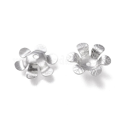 変色しない304ステンレススチールビーズキャップ  6花びら  花  ステンレス鋼色  14.5x14.5x3.5mm  穴：1.5mm&nbsp;LS-STAS-K194-16P