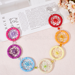 Подвесные украшения из радужной искусственной замши и полипропиленового пластика в виде паутины/сетки&nbsp;HJEW-WH20019-16P