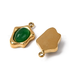 Подвески из натурального зеленого авантюрина неправильной овальной формы&nbsp;STAS-L022-525G-01