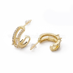 Серьги-гвоздики в форме с из прозрачного кубического циркония&nbsp;EJEW-I270-05G