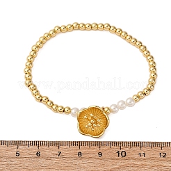 Браслеты с подвесками из латунных круглых бусин для женщин BJEW-A041-01G