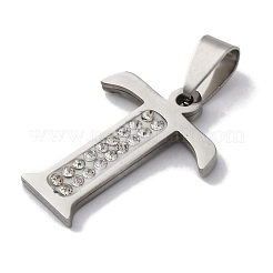 ステンレスペンダント201個  ラインストーン付き  文字L  文字t  25x20x2mm  穴：6x3mm&nbsp;STAS-Q342-53P-T
