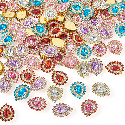 90 шт. 6-х цветные стеклянные кабошоны из сплава FIND-TA0007-91