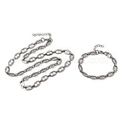 Schmucksets aus Kaffeebohnenkette und Armband aus Edelstahl 304&nbsp;SJEW-L199-19P