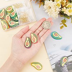 3Dプリントのアボカドチャームダングルイヤリング製作キット（女の子、女性用）  アクリルパーツなど、  真鍮のピアスフックと丸カン  ミックスカラー  ペンダント：20ピース/セット&nbsp;DIY-OC0007-68