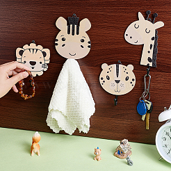 4 настенная вешалка-крючок для животных из дерева&nbsp;AJEW-WH0609-379