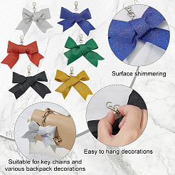 12 шт. 6-х цветный полиэстеровый бант-подвеска&nbsp;HJEW-PH01954