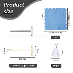 12 шт. 2 цвета 925 плоские серьги-гвоздики из стерлингового серебра&nbsp;STER-DC0001-62B