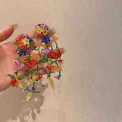 Серьги-гвоздики из цветочного сплава с бусинами из стекла&nbsp;FS-WGF7797-01