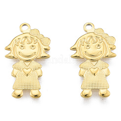 イオンプレーティング（IP）304ステンレスペンダント  女の子  18KGP本金メッキ  22x12x1.5mm  穴：1.6mm&nbsp;STAS-N098-183LG
