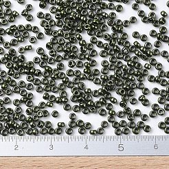 MIYUKIラウンドロカイユビーズ  日本製シードビーズ  11/0  メタリックカラー  （rr459)メタリックオリーブ  2x1.3mm  穴：0.8mm  約50000個/ポンド&nbsp;SEED-G007-RR0459