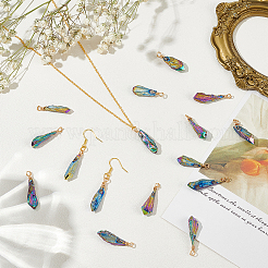 16 шт. гальванизированные необработанные натуральные кварцевые кристаллы медные подвески в обертке из проволоки FIND-FG0003-30A