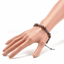 Bracelet en bois naturel et perles tressées en hématite synthétique&nbsp;BJEW-JB07823