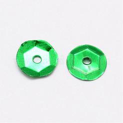 プラスチックスパンコールビーズ  半カップ状のスパンコールビーズ  中ハート孔  グリーン  12x0.5mm  穴：1mm  約35000個/ポンド&nbsp;PVC-A001-12mm-04