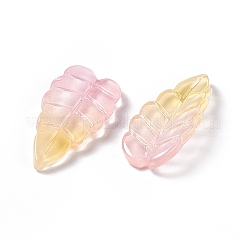電気メッキガラスペンダント  葉のチャーム  ピンク  23x10x3mm  穴：1.2mm&nbsp;EGLA-H102-05F