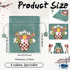 Bolsas de poliéster con cordón y bordado floral 3D en 6 colores&nbsp;ABAG-PH0001-90