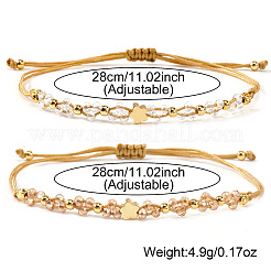 2 шт. Браслет из плетеных бусин из латуни и стекла для женщин&nbsp;IU7406-1