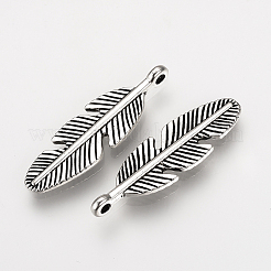 合金のチベット風チャーム  羽  カドミウムフリー＆鉛フリー  アンティークシルバー  28x8.5x2mm  穴：1.5mm  約616個/856g&nbsp;LS-TIBEP-Q078-27AS-RS