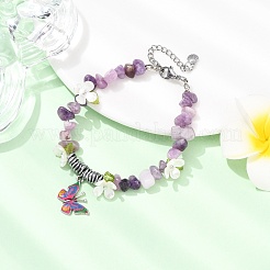 5 bracciale con ciondolo a farfalla in lega stampata&nbsp;BJEW-JB12404