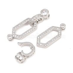 Fermoirs repliables en laiton micro pave zircone cubique transparente&nbsp;KK-U059-69P