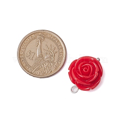 Undurchsichtige Harz rote Rose Blume Verbinder Verbinder Charms&nbsp;PALLOY-JF02750-02