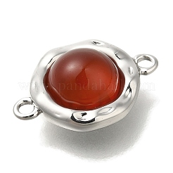 Подвески-коннекторы из натурального сердолика (окрашенного и нагретого) с плоскими круглыми звеньями KK-K388-04P