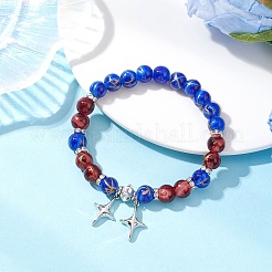 Круглый стеклянный бисер браслеты простирания&nbsp;BJEW-JB12648