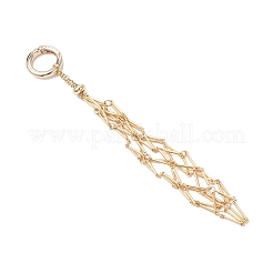 Sacchetto in macramè in acciaio inossidabile 304 con ciondolo porta pietre vuoto e decorazioni&nbsp;SA-CJCA03-01