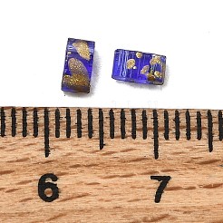 2穴透明ガラスシードビーズ  アンティークスタイル  長方形  スレートブルー  5x2.5x2mm  穴：0.7mm&nbsp;SEED-S023-30B-25