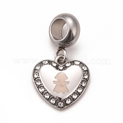 304 нержавеющая сталь хрустальные европейские подвески-шармы STAS-F278-05P