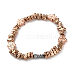 Гальванизированные немагнитные гематитовые чипсы эластичные браслеты для мужчин и женщин BJEW-G728-04