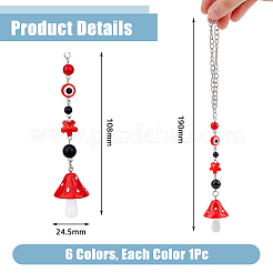 6 шт. 6-цветная смоляная подвеска в виде гриба/дурного глаза/цветка&nbsp;HJEW-DC0001-10