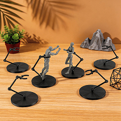 6袋調節可能なプラスチック製アクションフィギュアディスプレイ  フラットラウンド  ブラック  10x20.5cm&nbsp;ODIS-FG0002-30B