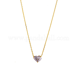 Halsketten mit Anhänger aus 304 Edelstahl mit Mikropflaster und Zirkonia&nbsp;NJEW-OY002-40G