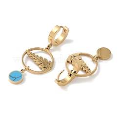 Серьги-кольца из нержавеющей стали 304 в форме листа EJEW-L283-028G