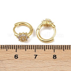Латунные микро проложить серьги обруча кубического циркония EJEW-S277-07G-C