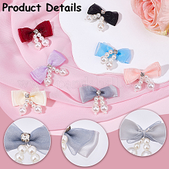21 Stück 7 Farben Polyester mit Kunstperlen und Strass-Schleifen-Ornament-Zubehör&nbsp;DIY-SC0003-50